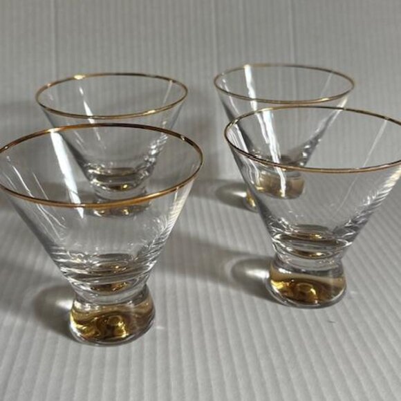 Other - Set Of 4 Dessert Cups With Gold Base And Rim - 4"
